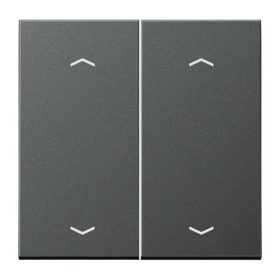 JUNG Wippe 2-fach AL102PAN | Jalousietaster KNX | Symbol Pfeile | Aluminium matt | anthrazit RAL7016 | 70x70mm