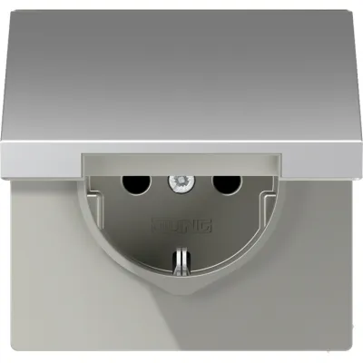 JUNG SCHUKO Steckdose AL1521KL | Unterputz | Klappdeckel | Aluminium matt | IP44 | 16A 250V | Schraubklemmen