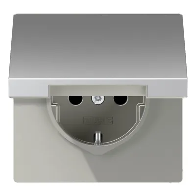 JUNG SCHUKO Steckdose AL1521KL | Unterputz | Klappdeckel | Aluminium matt | IP44 | 16A 250V | Schraubklemmen
