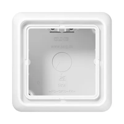 JUNG Aufputz-Kappe 1-fach CD581AWW | AP-Gehäuse CD500/ST550 | Duroplast | flammwidrig | mit Rahmen | alpinweiß RAL 9010