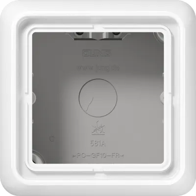 JUNG Aufputz-Kappe 1-fach CD581AWW | AP-Gehäuse CD500/ST550 | Duroplast | flammwidrig | mit Rahmen | alpinweiß RAL 9010