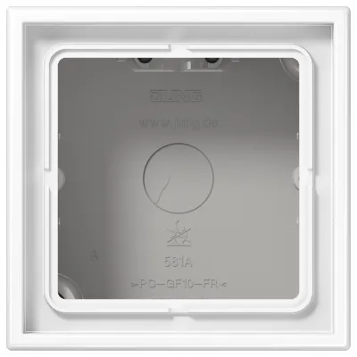 JUNG Aufputz-Kappe LS581AWW 1-fach | Rahmen integriert | Duroplast glänzend | 81x81x47 mm | alpinweiß | LS 990