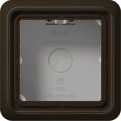 JUNG Aufputz-Kappe 1-fach CD581ABR | CD 500 Serie | Duroplast glänzend | mit Rahmen | halogenfrei | braun | 85x85x47mm