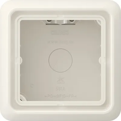 Jung Aufputz-Kappe 1fach CD581AW CD500/ST550 | Gehäuse Duroplast | mit Rahmen | Kabeleinführung | cremeweiß RAL1013