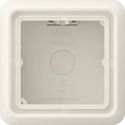 Jung Aufputz-Kappe 1fach CD581AW CD500/ST550 | Gehäuse Duroplast | mit Rahmen | Kabeleinführung | cremeweiß RAL1013