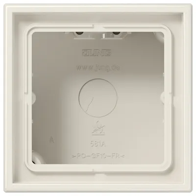 JUNG Aufputz-Kappe 1-fach LS581AW | Unterputz-Gerät LS990 | Duroplast glänzend | cremeweiß RAL1013 | 81x81x47mm