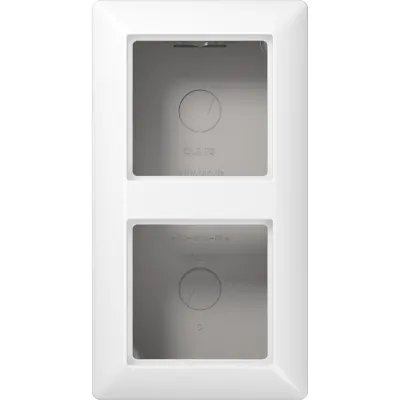 JUNG Aufputzgehäuse AS582AWW 2-fach | Abdeckrahmen integriert | Duroplast | glänzend | alpinweiß | 156x85x47mm