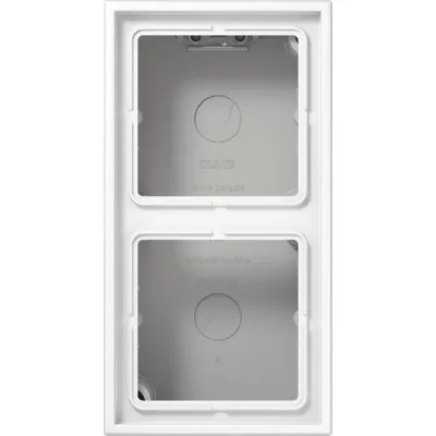 JUNG Aufputz-Kappe LS582AWW 2-fach | Duroplast | flammwidrige Bodenplatte | Rahmen integriert | alpinweiß | 152x81x47mm