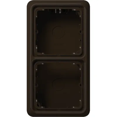 JUNG Aufputz-Kappe 2-fach CD 582 A BR | Unterputzgerät-Gehäuse | Duroplast glänzend | mit Rahmen | braun RAL 8022