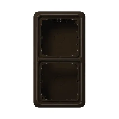 JUNG Aufputz-Kappe 2-fach CD 582 A BR | Unterputzgerät-Gehäuse | Duroplast glänzend | mit Rahmen | braun RAL 8022