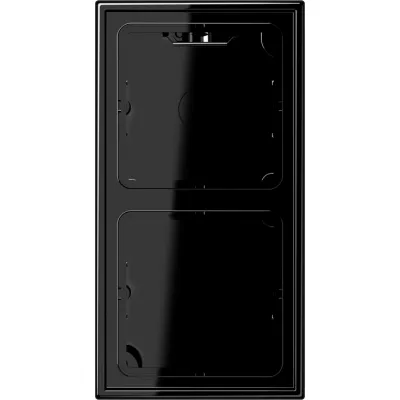 JUNG LS582ASW Aufputz-Kappe 2-fach für LS990 | Duroplast glänzend | flammwidrig | schwarz | mit Rahmen
