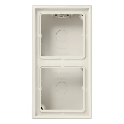 JUNG Aufputz-Kappe 2-fach LS582AW | Aufputzgehäuse LS 990 | Duroplast | mit Rahmen | cremeweiß RAL1013 | 152x81x47 mm