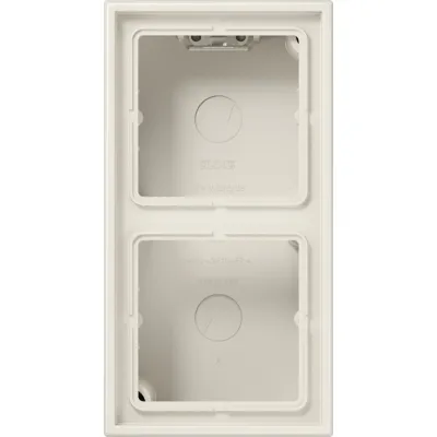 JUNG Aufputz-Kappe 2-fach LS582AW | Aufputzgehäuse LS 990 | Duroplast | mit Rahmen | cremeweiß RAL1013 | 152x81x47 mm