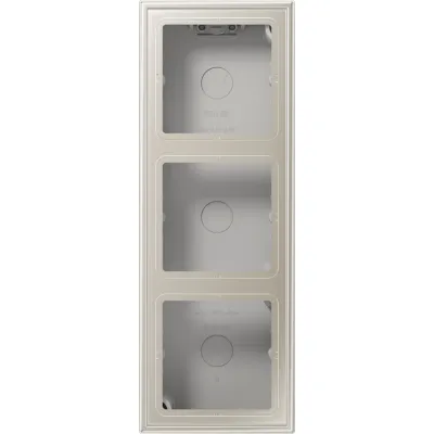 JUNG Aufputz-Kappe 3-fach | Edelstahl matt | Gehäuse mit Abdeckrahmen | 223x81x47 mm
