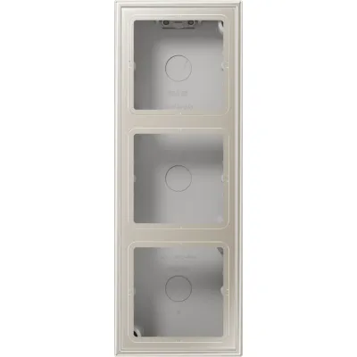 JUNG Aufputz-Kappe 3-fach | Edelstahl matt | Gehäuse mit Abdeckrahmen | 223x81x47 mm