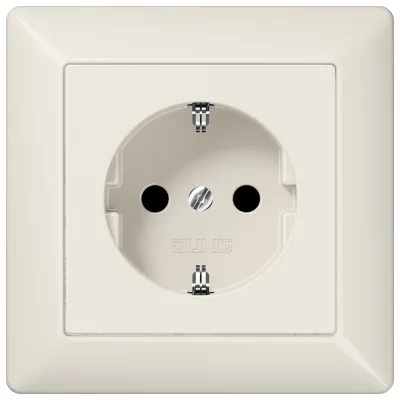 JUNG SCHUKO-Steckdose AS1520 | Unterputz 16A 250V | Vollplatte 80,5x80,5mm | Federklemme | Duroplast | weiß