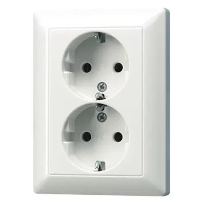 JUNG SCHUKO-Steckdose 2-fach AS 5022 U WW | Unterputz | 16A 250V | Schraubklemme | Duroplast | alpinweiß
