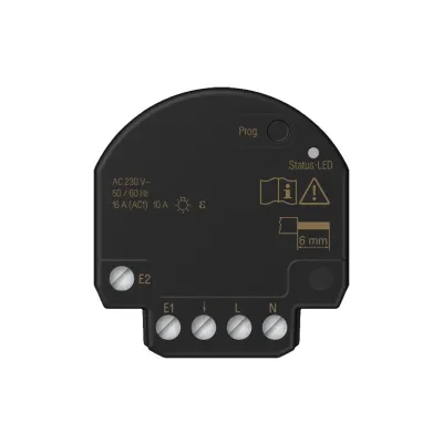 JUNG Schaltaktor Mini Unterputz BTS1B2U | 1-fach 16A 2300W | 2 Binäreingänge | Bluetooth Mesh | LED | IP20 | Schwarz