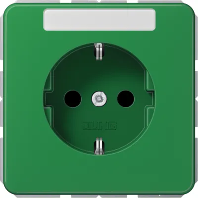 JUNG SCHUKO Steckdose CD1520BFKINAGN | Unterputz 16A 250V | Berührungsschutz | Schriftfeld | bruchsicher | grün