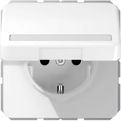 Jung SCHUKO-Steckdose CD 1520 NBFNAKL WW | Klappdeckel | Unterputz | 16A 250V | bruchsicher | Schriftfeld | alpinweiß