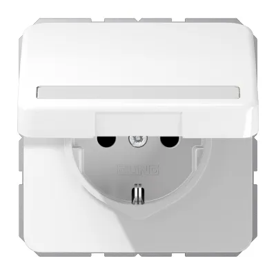 Jung SCHUKO-Steckdose CD 1520 NBFNAKL WW | Klappdeckel | Unterputz | 16A 250V | bruchsicher | Schriftfeld | alpinweiß