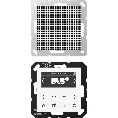 JUNG Smart Radio DAB+ Set Mono DABA1WW | Digitalradio Unterputz | 16 Speicherplätze | UKW | Weckfunktion | alpinweiß