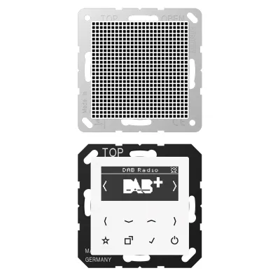 JUNG Smart Radio DAB+ Set Mono DABA1WW | Digitalradio Unterputz | 16 Speicherplätze | UKW | Weckfunktion | alpinweiß