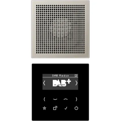 JUNG Smart Radio DAB+ Unterputz DABES1 | Digitalradio Mono | UKW | 16 Speicherplätze | Edelstahl Lautsprecher | Schwarz
