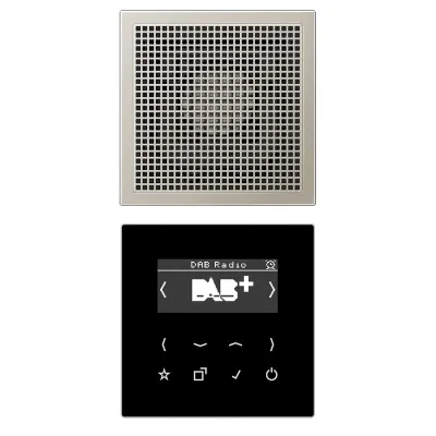 JUNG Smart Radio DAB+ Unterputz DABES1 | Digitalradio Mono | UKW | 16 Speicherplätze | Edelstahl Lautsprecher | Schwarz