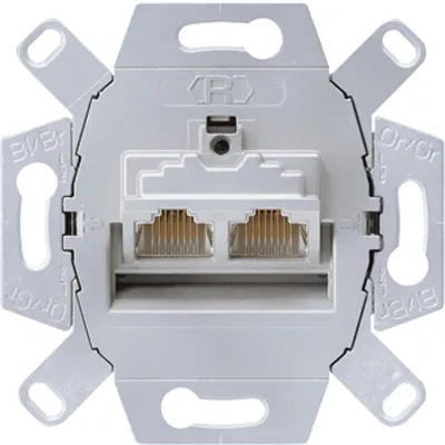 JUNG Datendose UAE8-8UPOK6 | Cat6 Anschlussdose 2xRJ45 | geschirmte LSA-Plus-Klemmen | Unterputz | Kunststoff | IP20