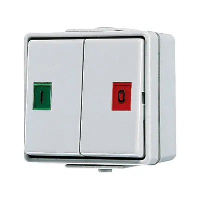 JUNG Doppelwipptaster 639 W | 2 Wechsler | Aufputz | mit Beleuchtung | IP44 | Symbolsortiment | Duroplast | grau