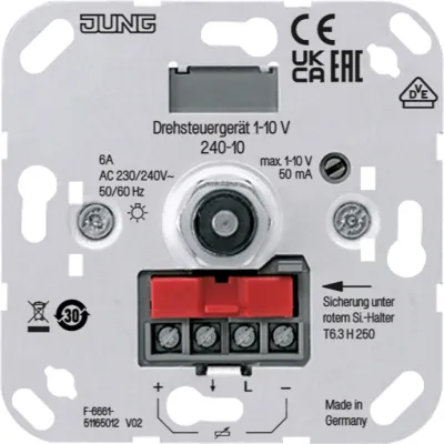 JUNG Potentiometer 240-10 | elektronisch 1-10V | Lichtregelung Unterputz | 6A 230V | für EVG & Trafos