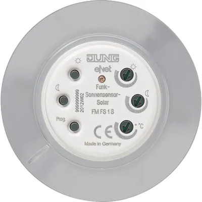 JUNG Funk-Sonnensensor Solar FMFS1S | eNet | Helligkeitssensor 4000-80000 lx | Temperatur 15-40°C | Solar | Innenbereich