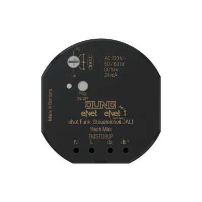 JUNG DALI Funk-Steuereinheit FMSTD8UP | 8-fach Lichtsteuerung Unterputz | eNet Funkbus | LED-Anzeige | 1380 W