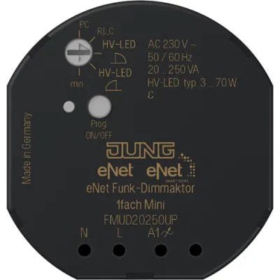 JUNG Funk-Universaldimmer FMUD20250UP | eNet Unterputz Dimmer 20-250W | LED Halogen | Funk | Mini