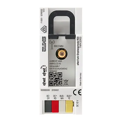 JUNG Funkempfänger REG FMFK32REG | eNet 868 MHz | 12-24V AC/DC | Hutschiene | max. 32 Aktoren | Kunststoff | weiß