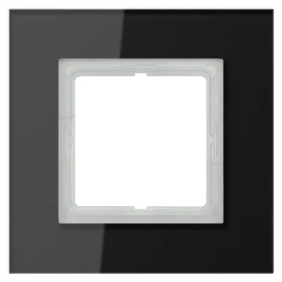 JUNG Glasrahmen 1-fach LSP981GLSW | Rahmen für LS-Serie und FD-Design | 115x115mm | Glas glänzend | schwarz RAL 9005