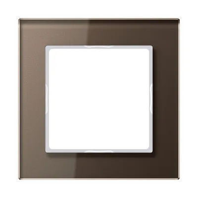 JUNG Glasrahmen 1fach AC581GLMO | Serie A 500 | 84x84mm | Glas glänzend | waagerecht/ senkrecht | mokka