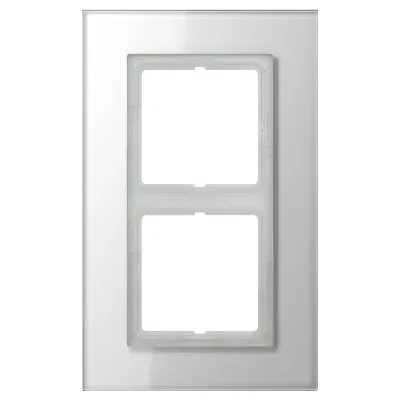 JUNG Glasrahmen 2-fach LSP982GLWW | Schalterrahmen LS/FD | Echtglas | alpinweiß | 115x186mm | glänzend