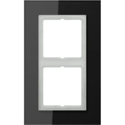 JUNG Glasrahmen 2-fach LSP982GLSW | Rahmen für LS-Serie und FD-Design | Glas glänzend | 115x186 mm | schwarz RAL 9005