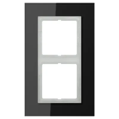 JUNG Glasrahmen 2-fach LSP982GLSW | Rahmen für LS-Serie und FD-Design | Glas glänzend | 115x186 mm | schwarz RAL 9005