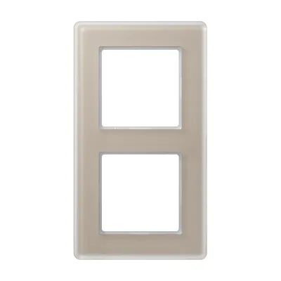 JUNG Glasrahmen 2-fach AV 582 GLM CH | Einbaurahmen Serie A | Glas satiniert matt | waagerecht & senkrecht | champagner