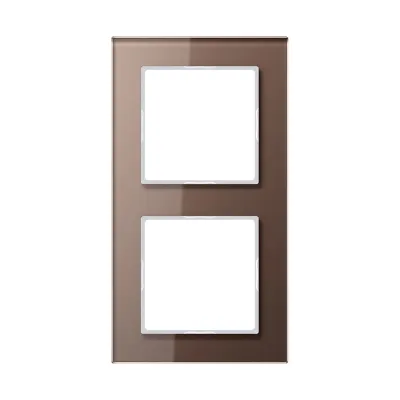 JUNG Glasrahmen 2fach AC582GLMO | Serie A 500 | Unterputz | Echtglas glänzend | 84x155 mm | waagerecht/senkrecht | mokka