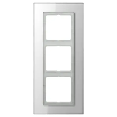 JUNG Glasrahmen 3-fach LSP983GLWW | Rahmen LS-Serie | Glas | alpinweiß | 115x257 mm | waagerecht & senkrecht