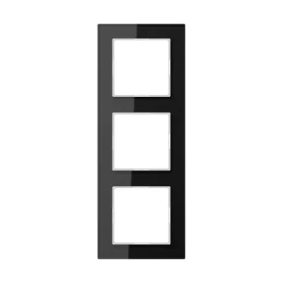 JUNG Glasrahmen 3-fach AC 583 GL SW | für Serie A 500/A Creation | Glas glänzend | 84x226 mm | schwarz RAL 9005