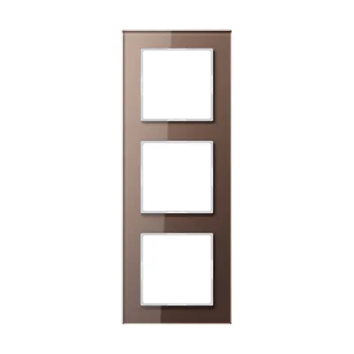 JUNG Glasrahmen 3fach AC583GLMO | Serie A 500 | Echtglas glänzend | 84x226 mm | waagerecht & senkrecht | mokka
