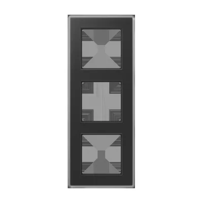 JUNG Glasrahmen 3-fach AV 583 GLM SW | Schwarz Glas | Horizontal & Vertikal | Unterputz | Matt satiniert | 90x232 mm