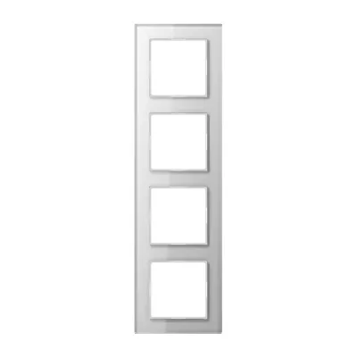 Jung Glasrahmen 4-fach AC584GLWW | Serie A 500 | 84x297 mm | waagerecht & senkrecht | Glas glänzend | alpinweiß