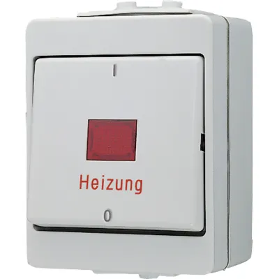 JUNG Heizung Notschalter 603HW | 3-polig | Aufputz | 16AX 400V | Kontrollschalter mit Glimmlampe | IP44 | Duroplast grau