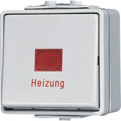 Jung Heizungsnotschalter 606HW WG600 | Universal Aus-Wechsel | Aufputz | IP44 | Kontrollleuchte | 10AX 250V | grau
